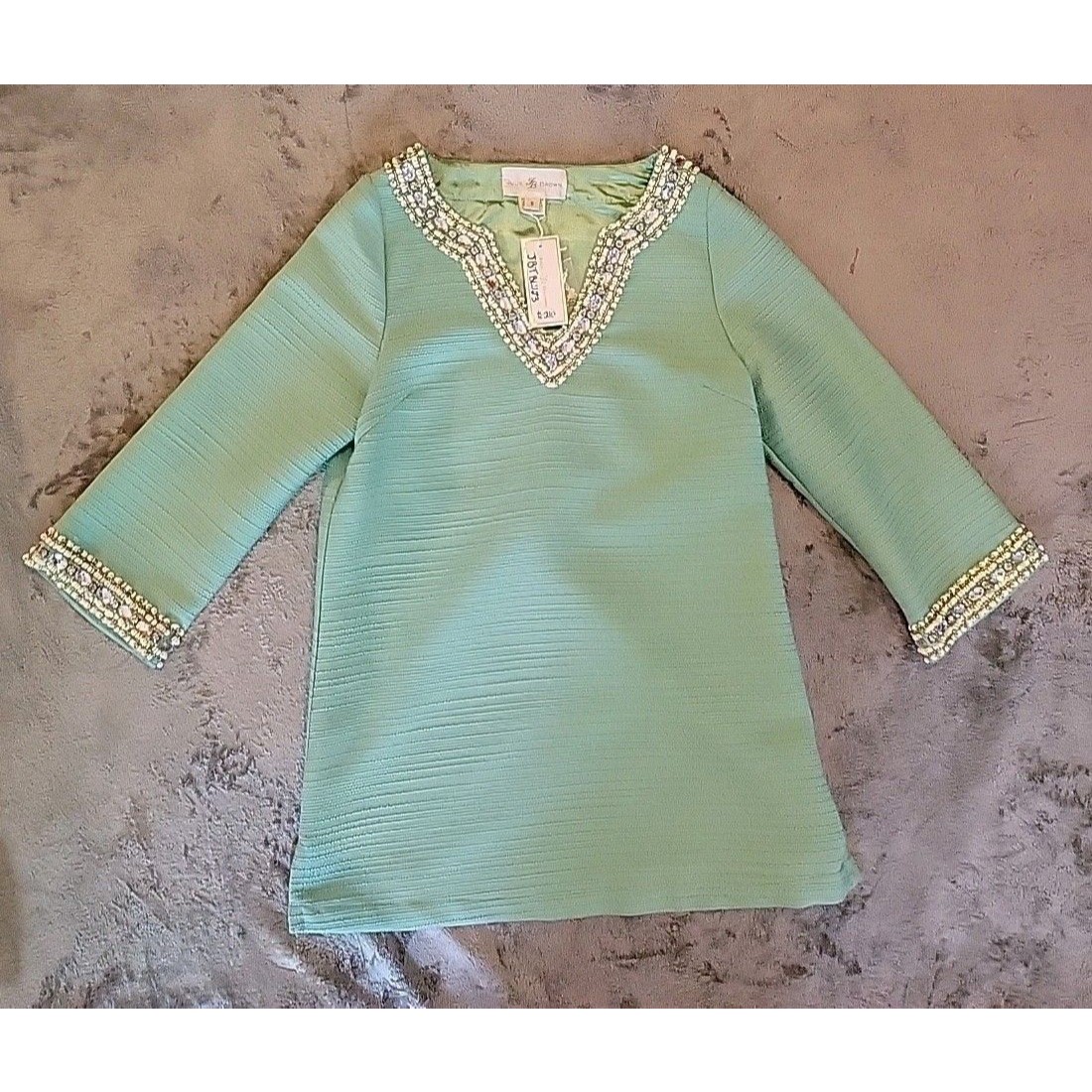 Julie Brown Green Top. Size S Shell Type Decor And Big Beads Sets . Beautiful
